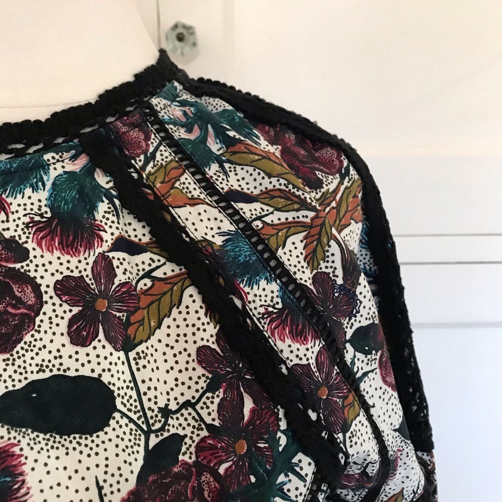TOPSHOP Floral Cotton Long Sleeve Top Size 4 NWT - Picture 4 of 13